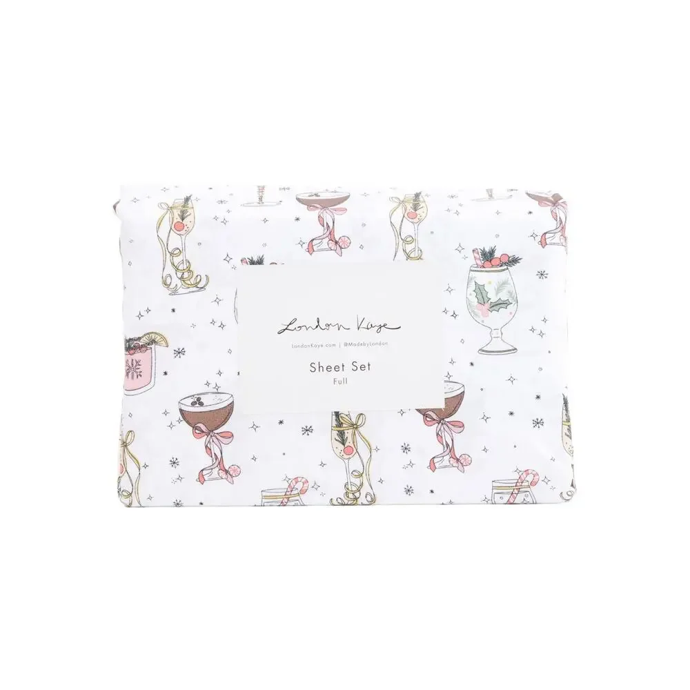 LONDON KAYE Deck The Cocktails Sheet Set 4pc Set - Size Full‎